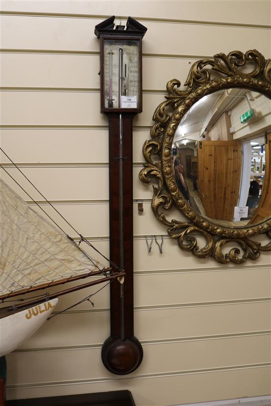 Stone of Aylesbury. A George III mahogany stick barometer and two other barometers W.11cm, 25cm and 18cm (a.f.)